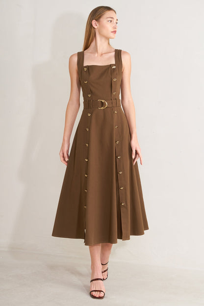 SWEET SIENNA WOVEN MIDI DRESS