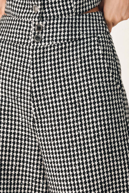 CHECKED IN SPARKLE HOUNDSTOOTH WIDE LEG PANTS