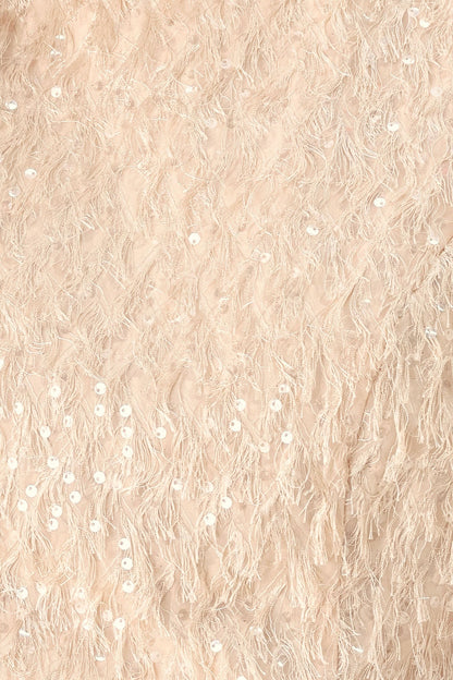 CHAMPAGNE WHISPER SEQUIN EYELASH MESH CROPPED TOP