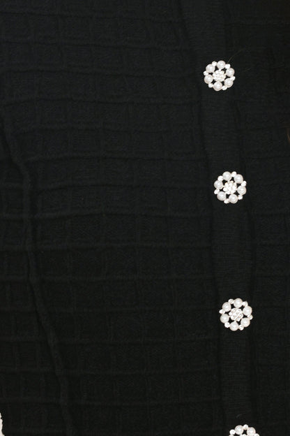 POLISHED MOMENT BLACK JEWEL-BUTTON CROPPED SWEATER TOP