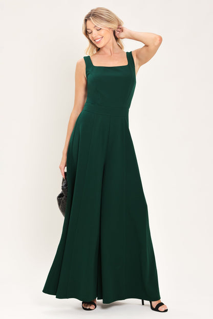EMERALD IMPACT HUNTER GREEN EXTRA WIDE-LEG JUMPSUIT