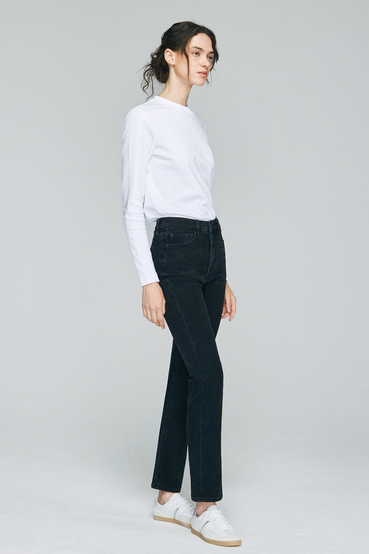 Two Shots High Rise Straight Crop Jeans HJ013