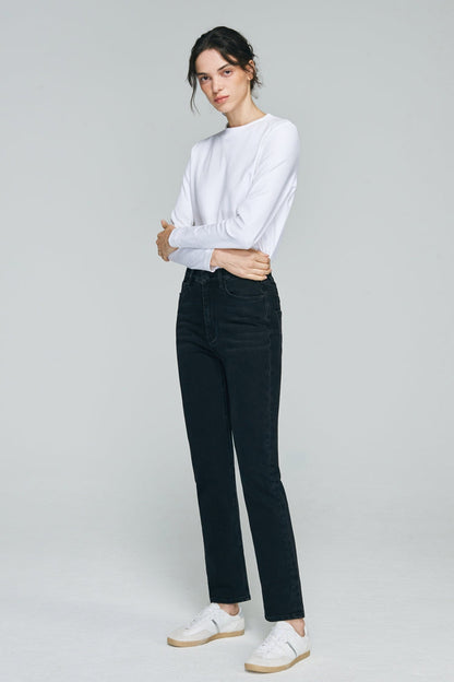 Two Shots High Rise Straight Crop Jeans HJ013